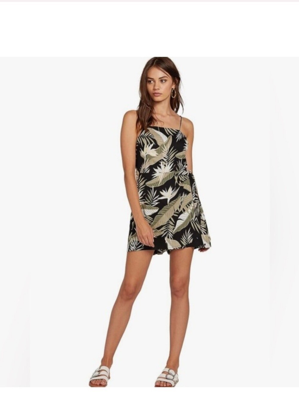 Volcom Black And Green Leaf Romper
